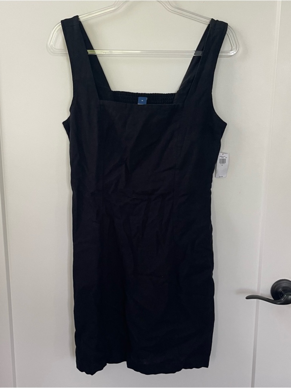 Old Navy Linen Blend Black Sleeveless Square Neck Dress Medium NWT - Picture 2 of 7
